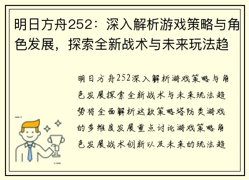 明日方舟252：深入解析游戏策略与角色发展，探索全新战术与未来玩法趋势
